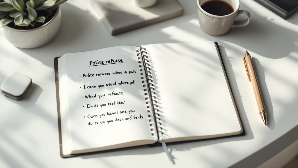 A person looking relaxed and content, with natural light and a calm background.