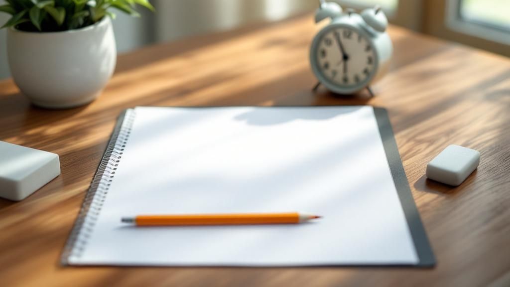 A person sitting at a desk with an open notebook, carefully highlighting key points with a yellow marker.