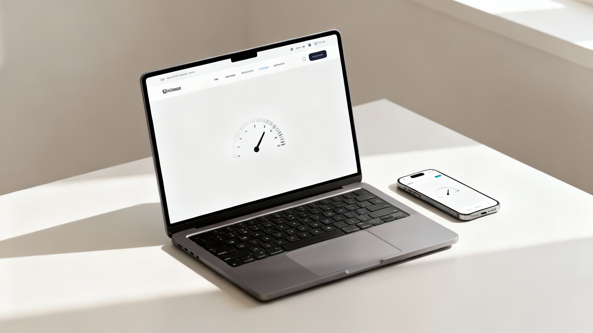 A person working on a laptop with charts and graphs in the background, representing website analytics.