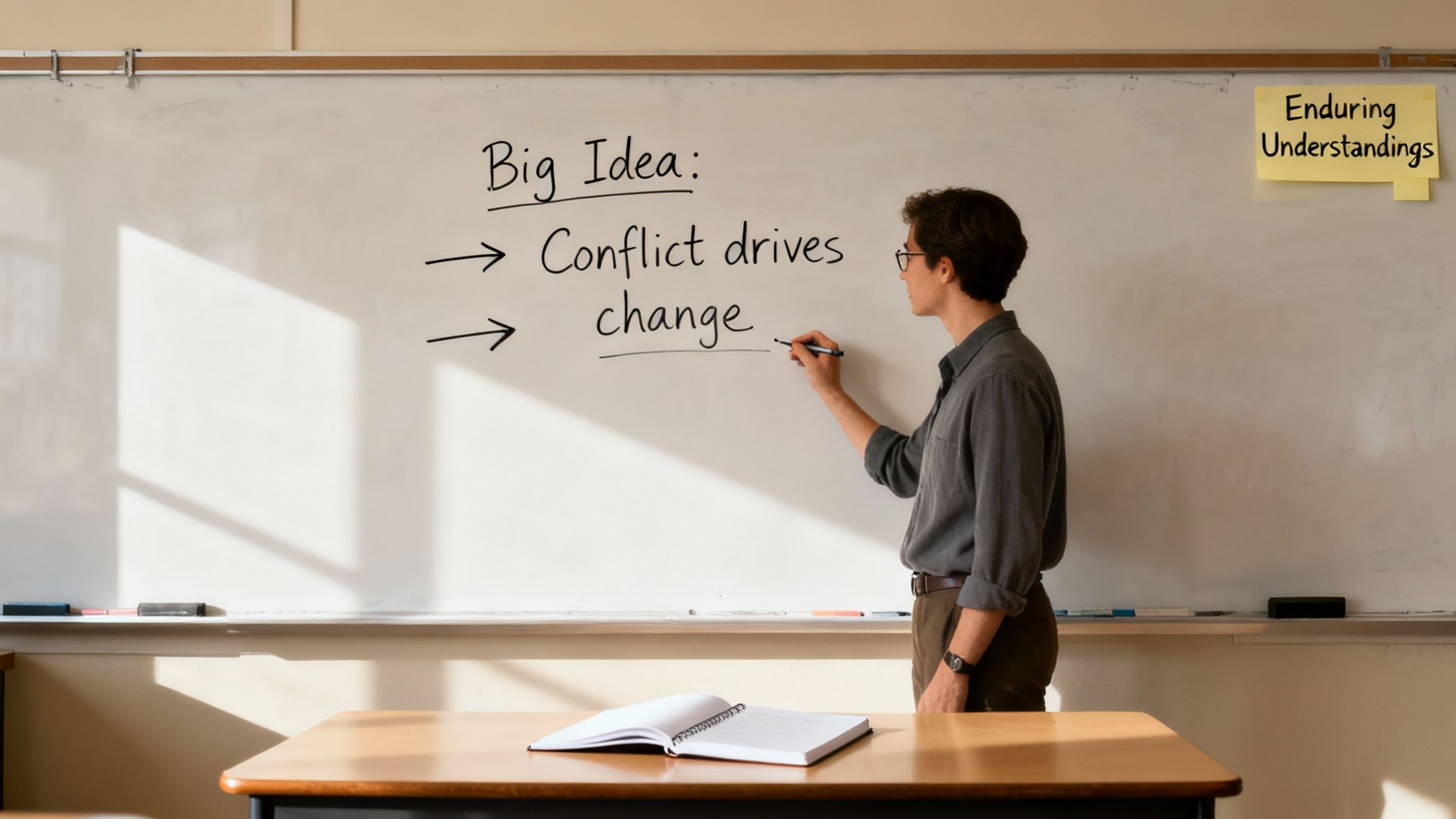 A person looking at a map with a clear destination marked, symbolizing goal-oriented planning.