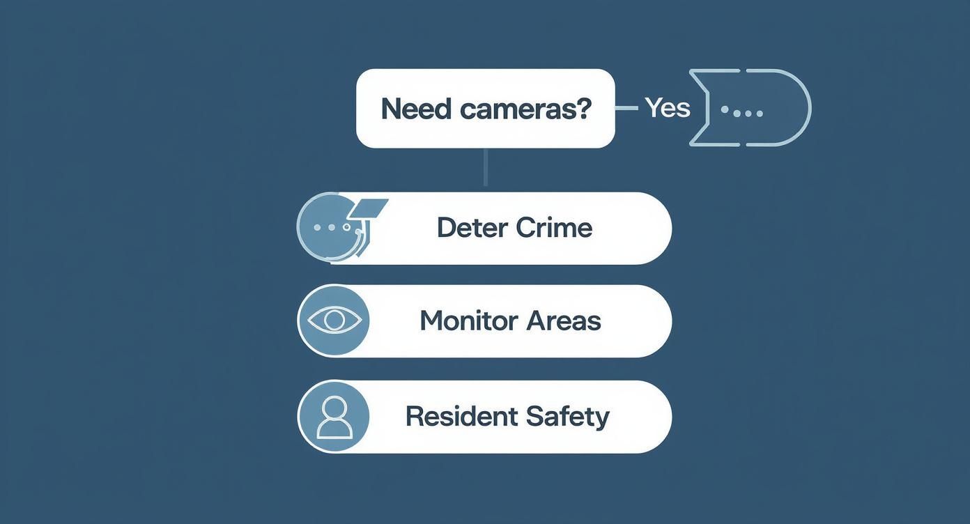 Infographic about apartment building security cameras