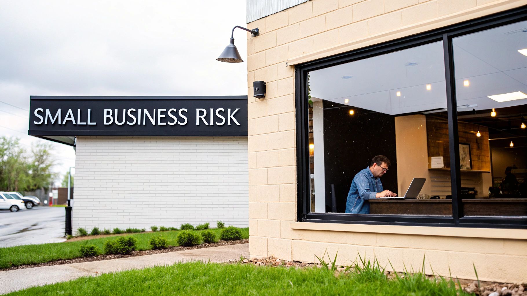 A person working on a laptop with a digital lock icon overlaid, representing cybersecurity.