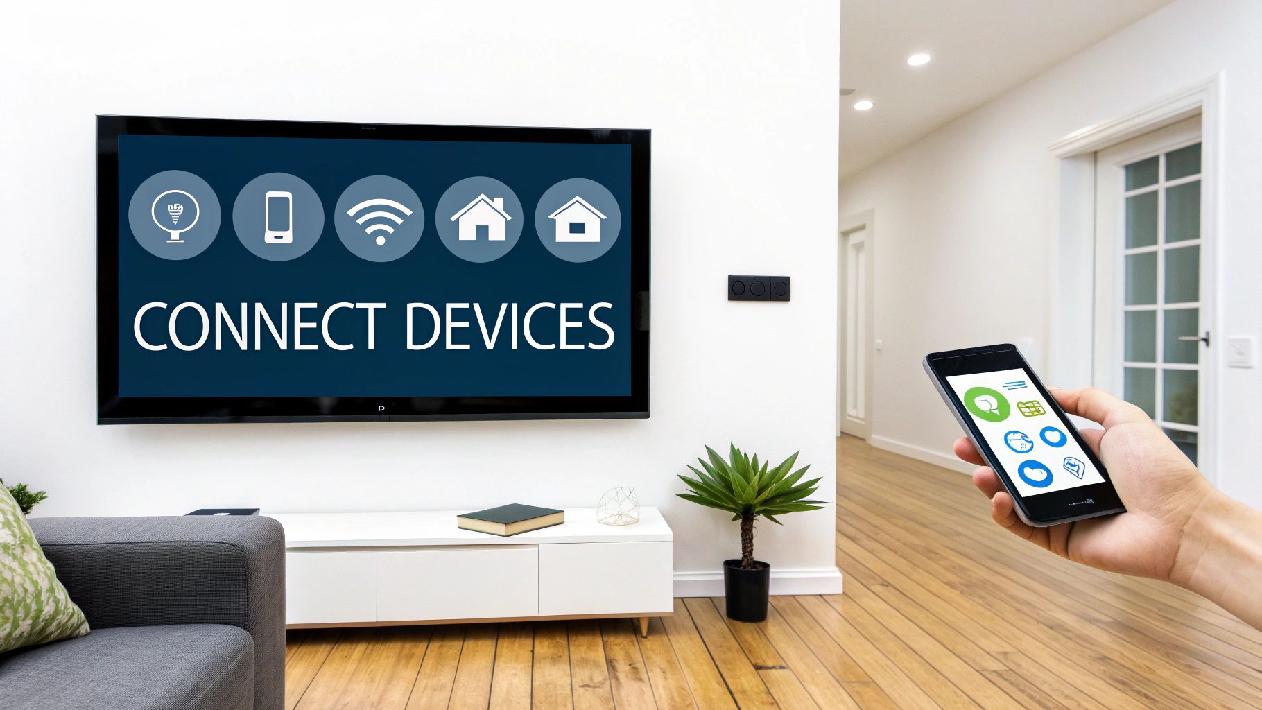 A person using the touch screen of the IRVINEi OVAL hub to add a new smart light to their home automation system.