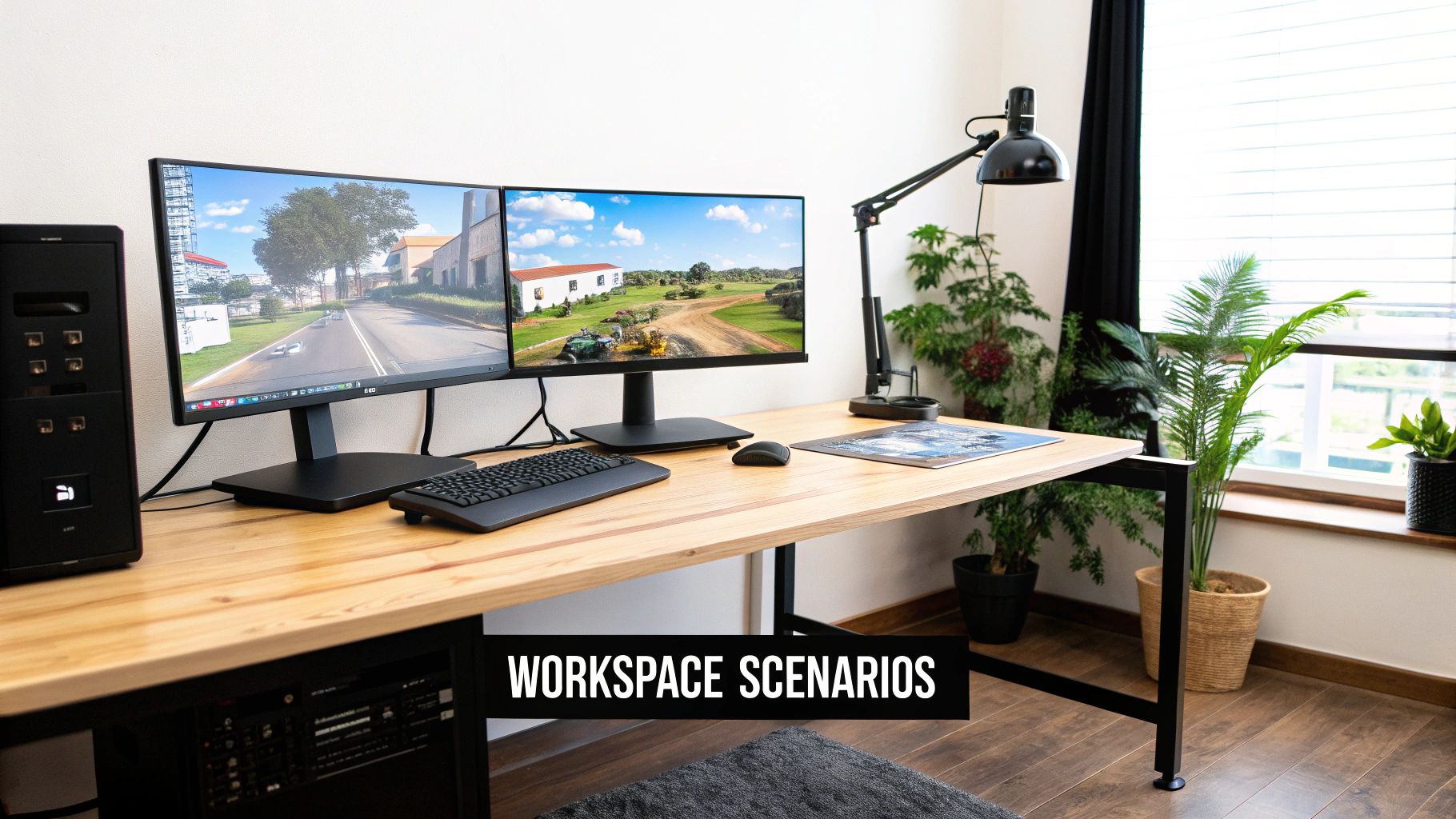 Home office with dual monitors
