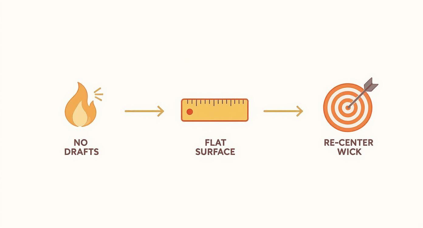 Infographic about how to make candles burn evenly