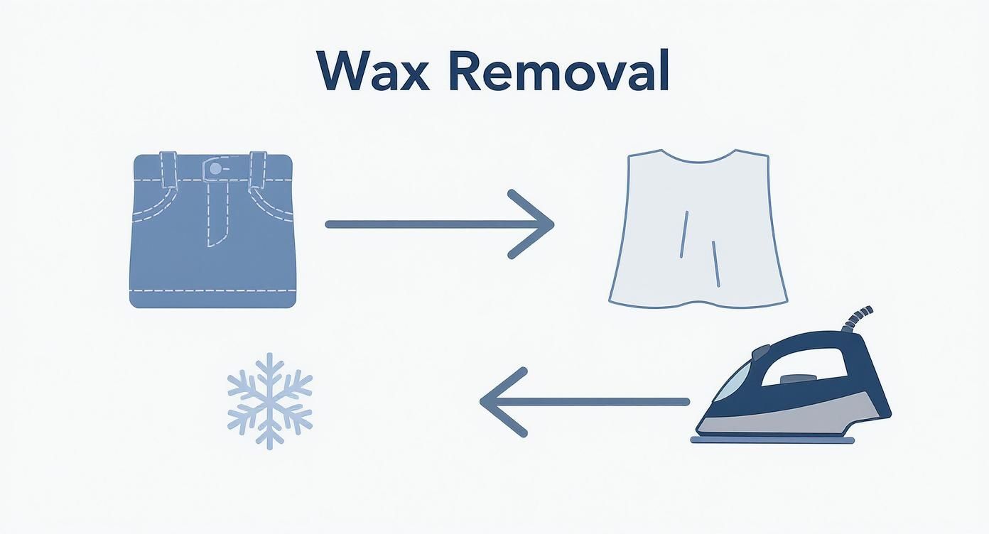 Infographic about how to remove wax from fabric