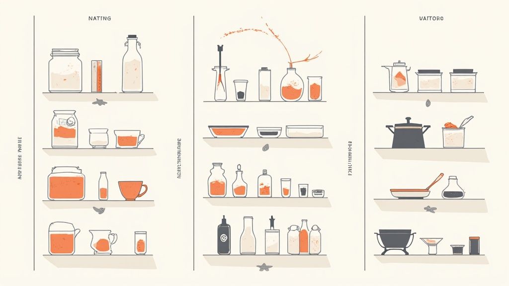 A well-organized candle making workshop space with individual stations and safety equipment.