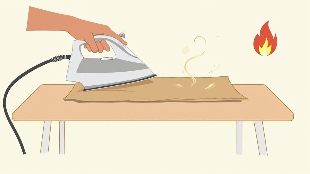 A hand gently blotting a delicate silk garment with a cloth to remove a stain.