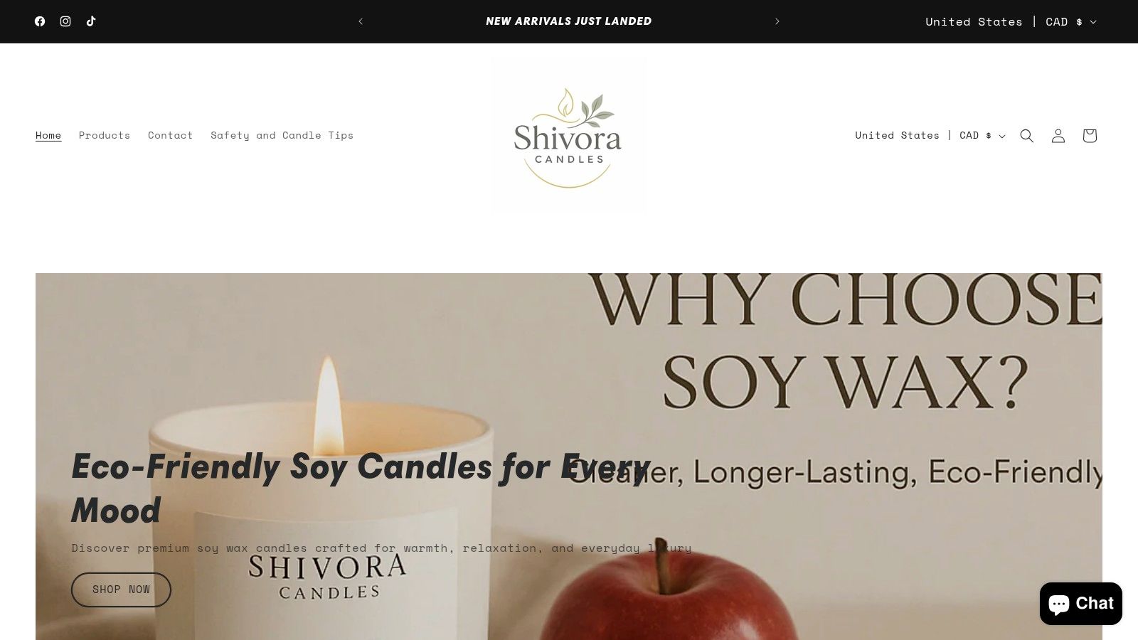 A collection of Shivora Candles with various scents like Blue Cedar & Lavender and Coffee Caramel, displayed on a wooden surface.