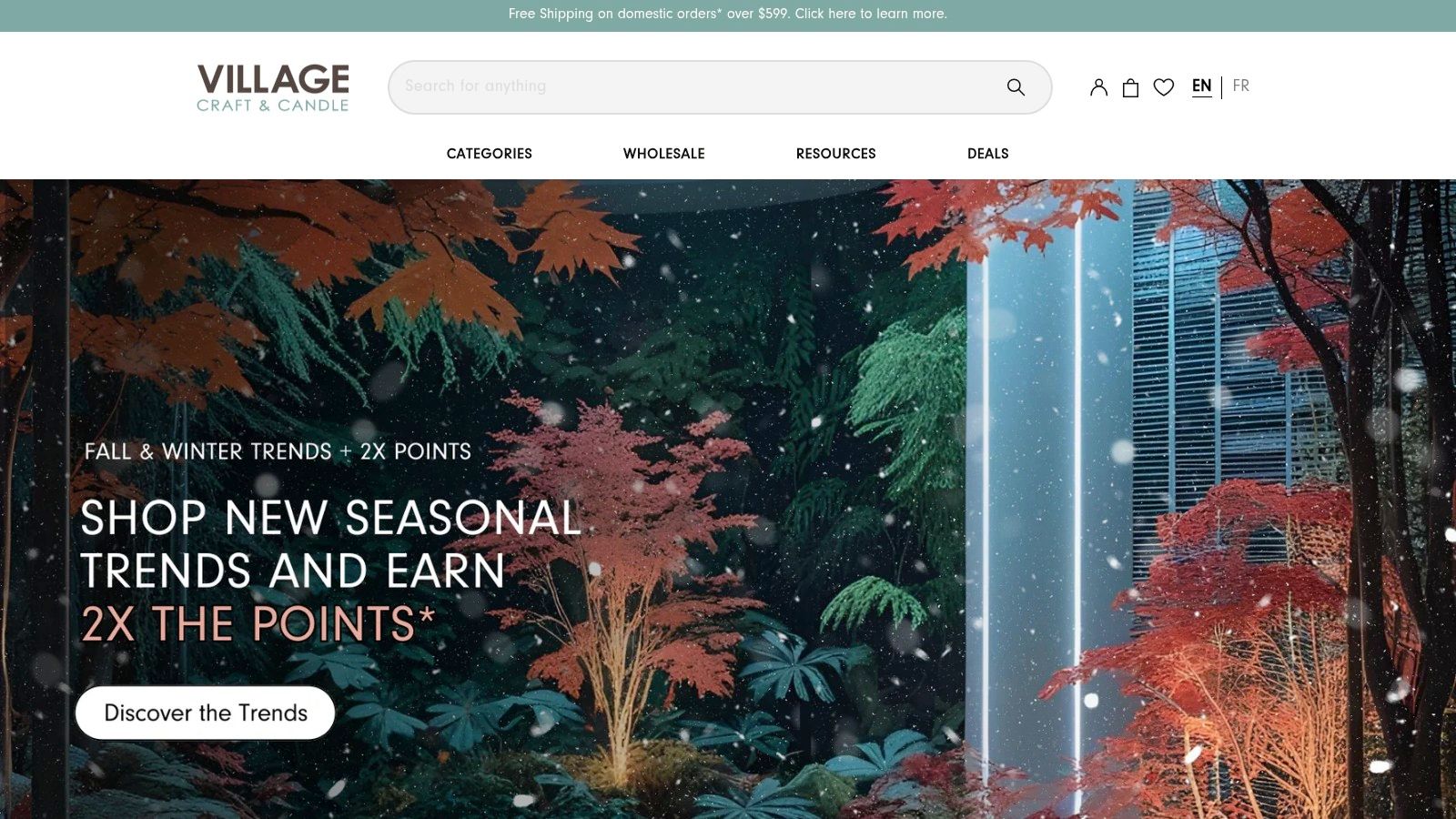 Village Craft & Candle website homepage showcasing candle making kits and supplies.