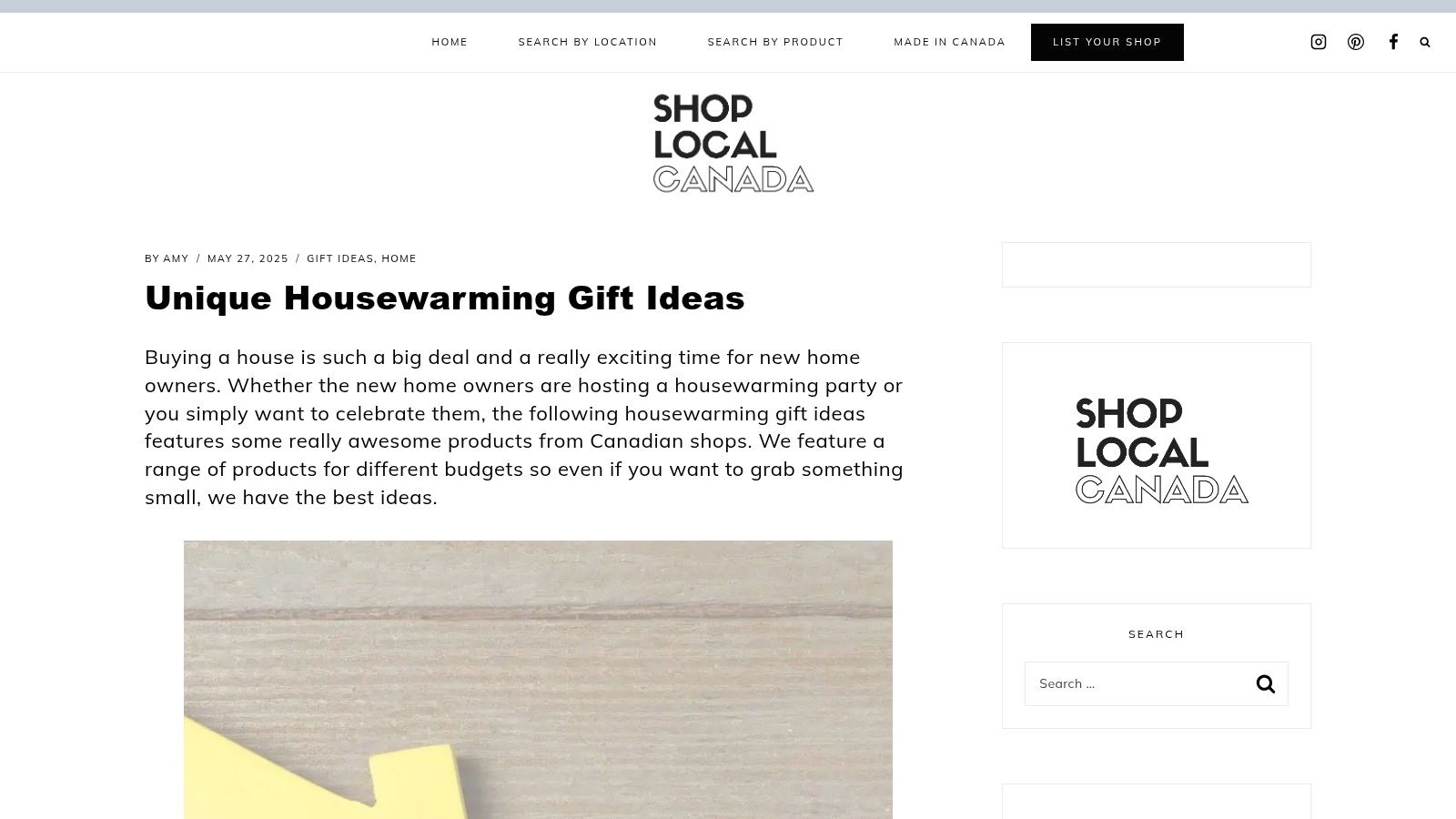 A curated selection of unique housewarming gifts from Shop Local CANADA, including personalized vases and artisan candles.