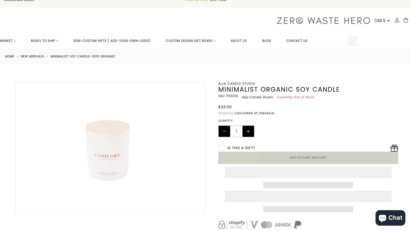 A single Zero Waste Hero candle in an elegant, reusable glass jar, showcasing its minimalist design.