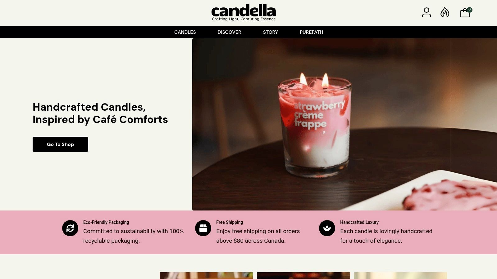 A collection of Candella's luxury handcrafted candles with minimalist, elegant packaging.