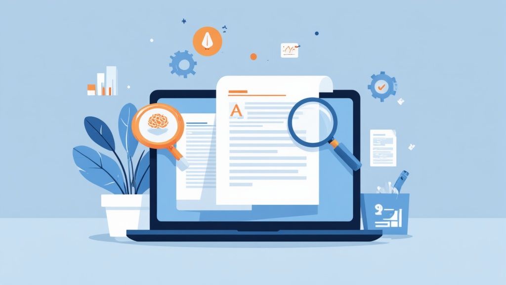 An image showing a futuristic interface with legal data and analytics being processed.