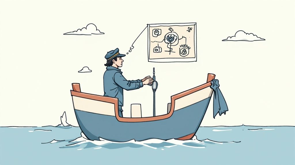 Woman presenting a product vision on a whiteboard