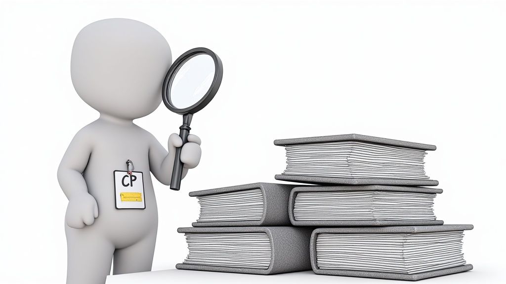 A professional paralegal reviewing legal documents at a desk