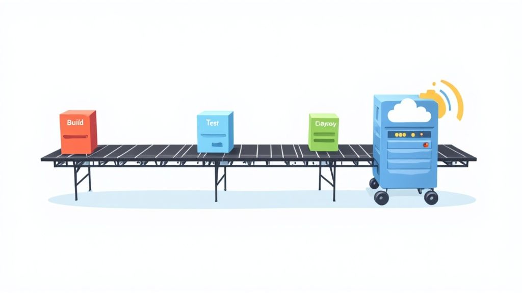 Infographic showing the flow of Continuous Integration and Deployment