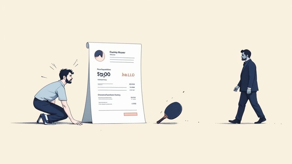 A person looking stressed while reviewing legal documents and bills at a desk.