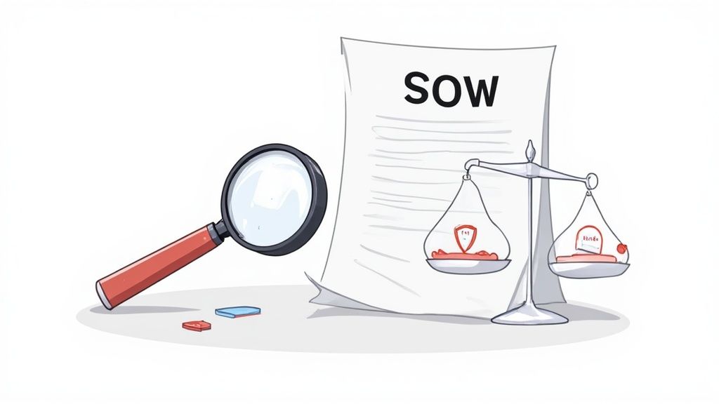 A person signing a contract document on a desk with a laptop and plant nearby