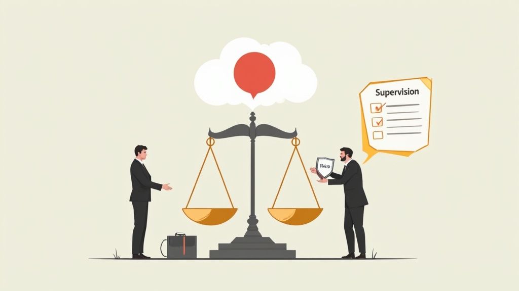 A gavel and law books on a desk, symbolizing legal compliance and rules