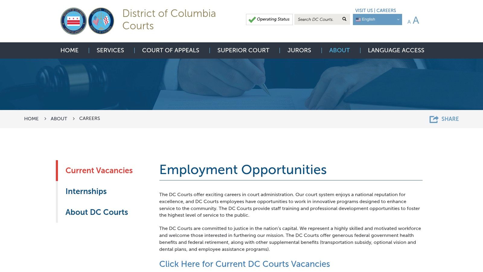 District of Columbia Courts – Careers and Internships