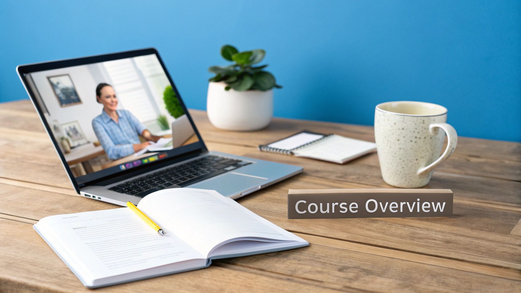 Adult using a laptop for GCSE English study