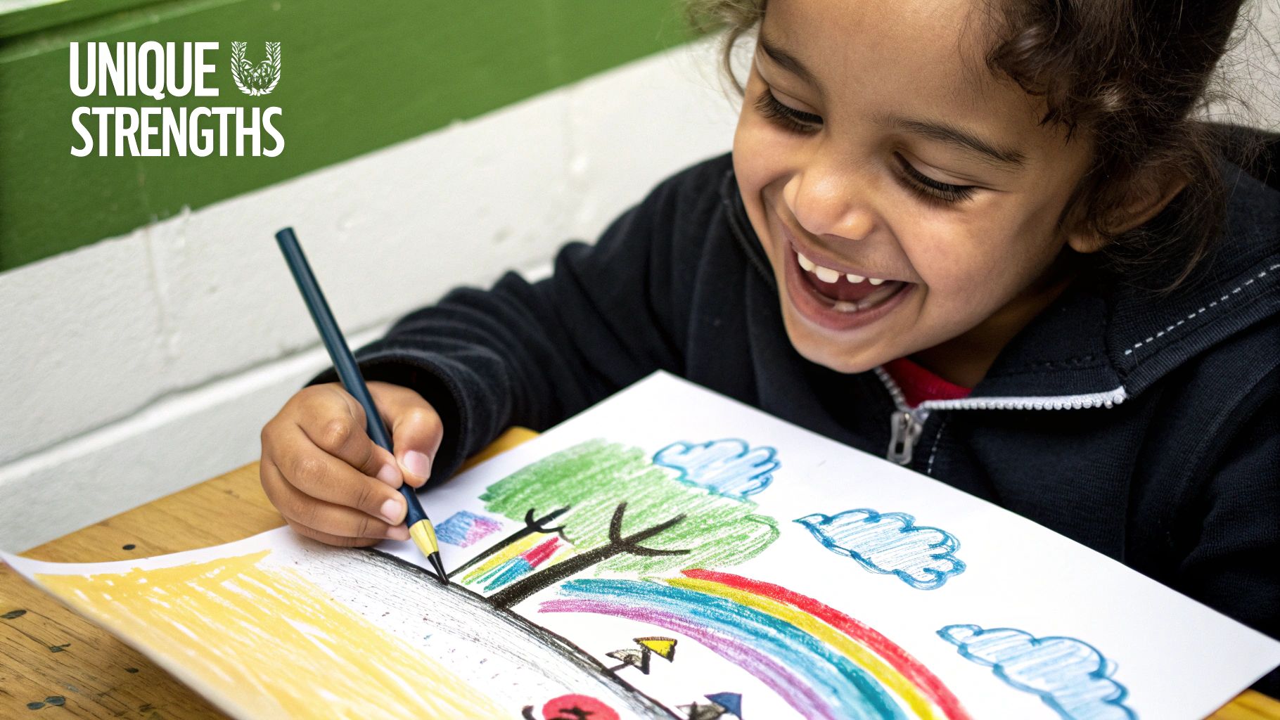 A child creatively building with colourful blocks, symbolising the unique strengths and problem-solving skills associated with dyslexia.