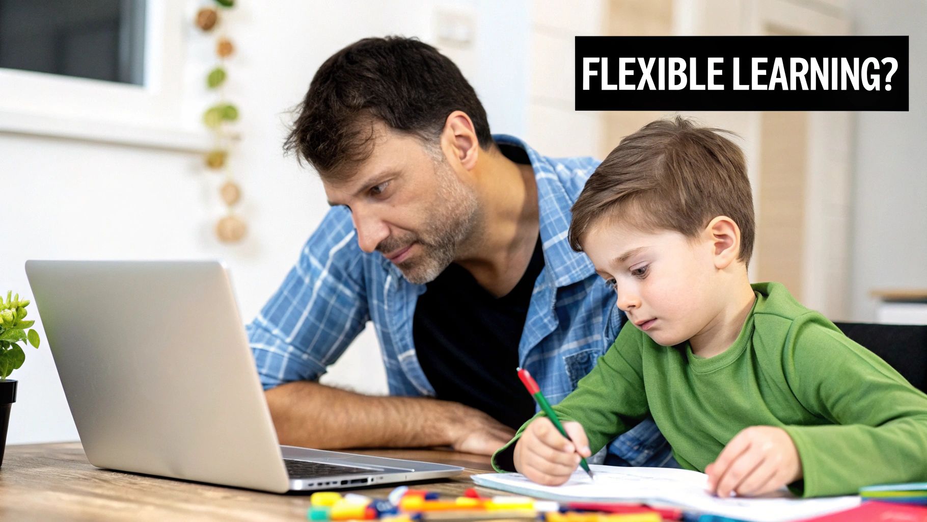 A child studying physics concepts online on a tablet at home.