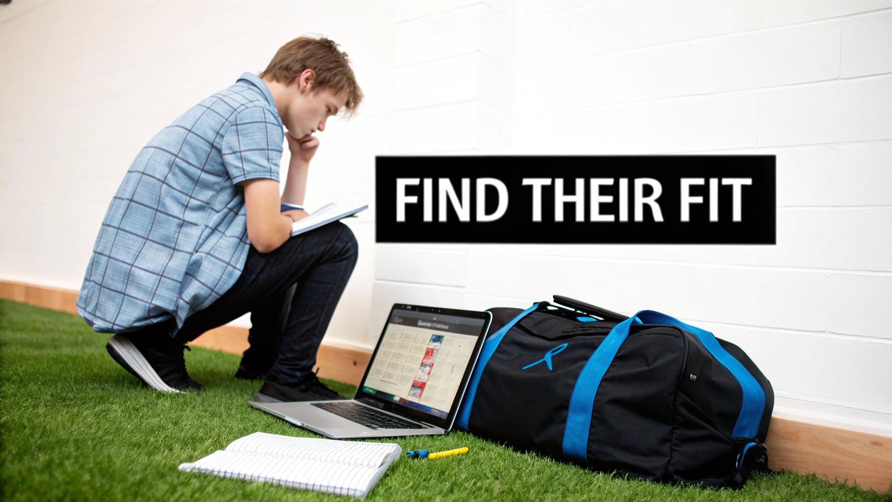 A student studying for an AS Level on their laptop in a well-lit, organised room.