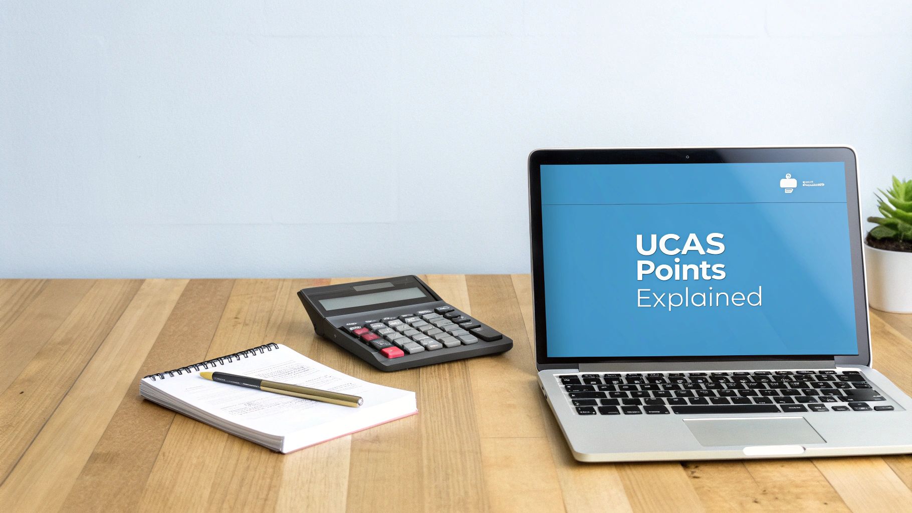 A student looking thoughtful while using a laptop to calculate UCAS points