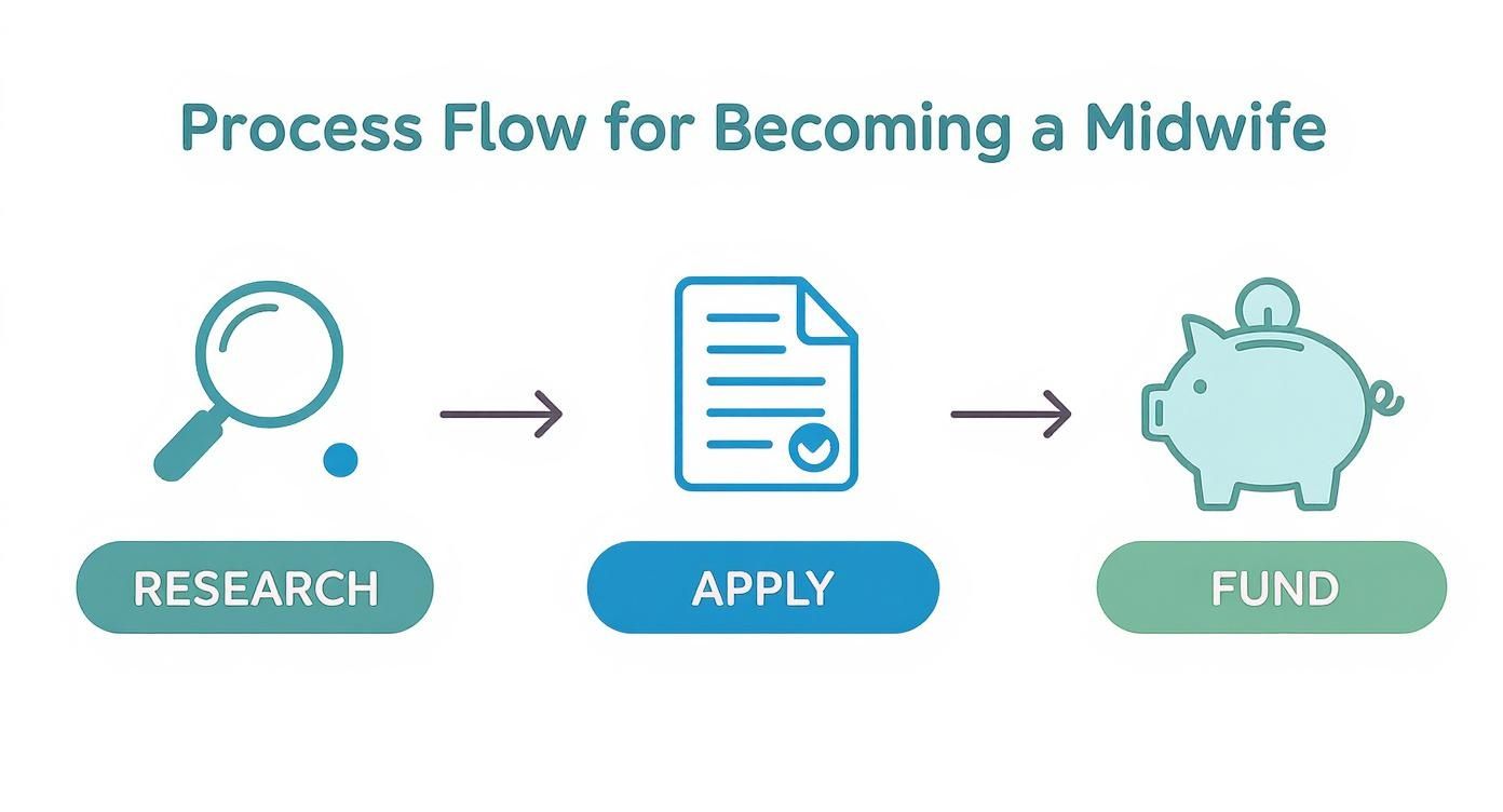 Infographic about access to higher education in midwifery