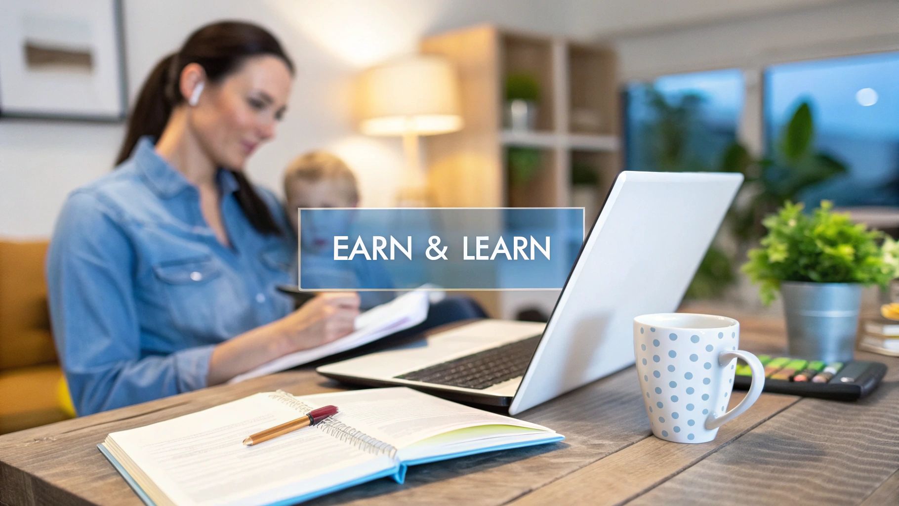 A student working on a laptop at a cafe, balancing study with daily life.