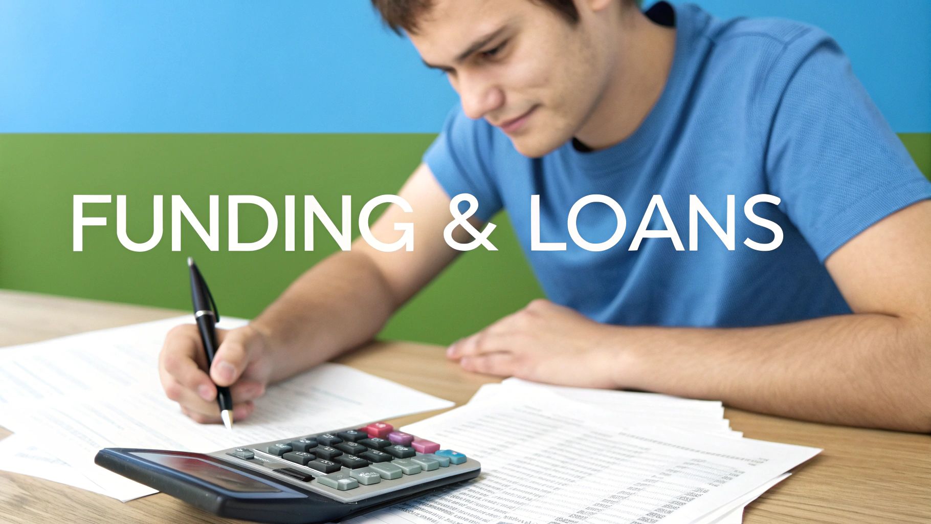 A graduate in a cap and gown smiles, holding a diploma, with a university building in the background.