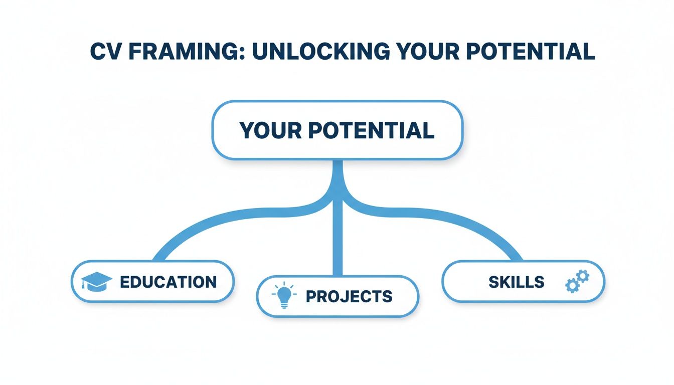A CV framing diagram illustrating 'Your Potential' connected to 'Education', 'Projects', and 'Skills'.