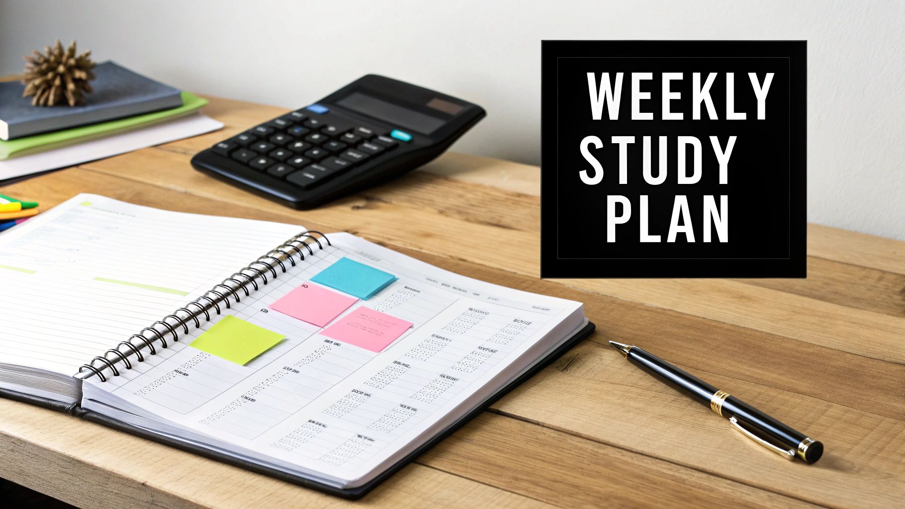 A student sitting at a well-organised desk at home, studying A-Level Maths on a laptop.