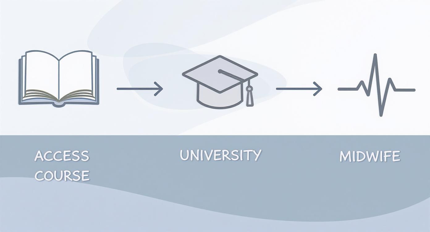 Infographic about access to higher education midwifery courses