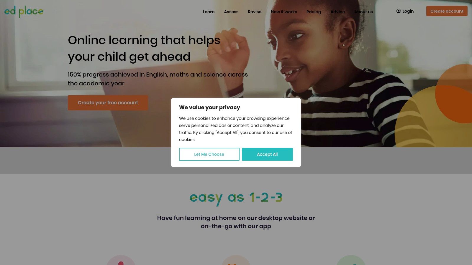 A screenshot of the EdPlace dashboard, showing student progress trackers and activity suggestions.