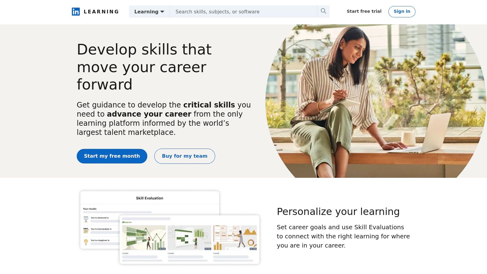 LinkedIn Learning platform showing course recommendations for a user