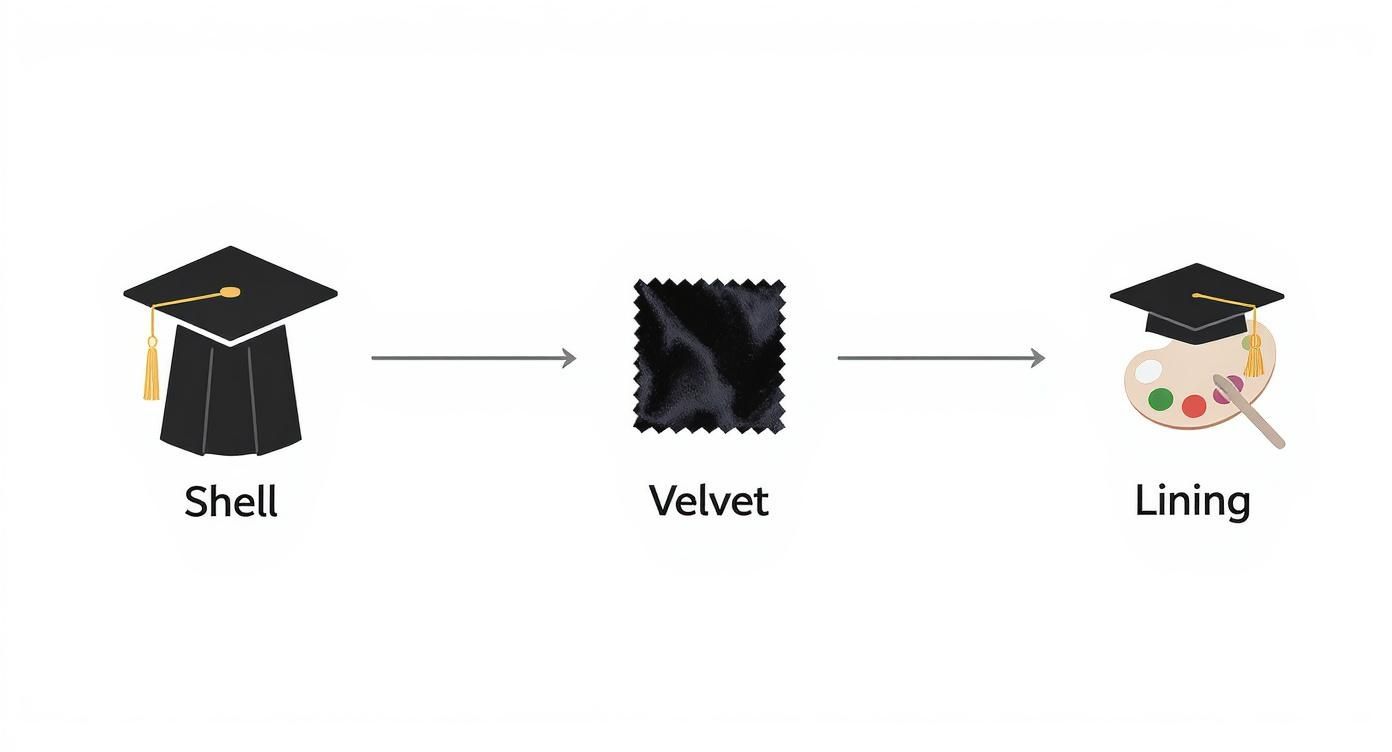 Infographic about how to wear a masters hood