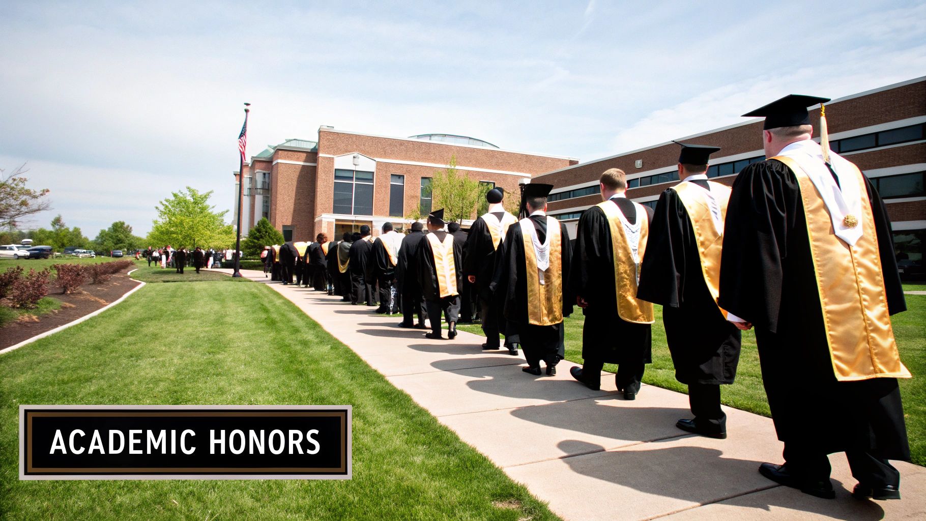 Graduates wearing gold honor stoles