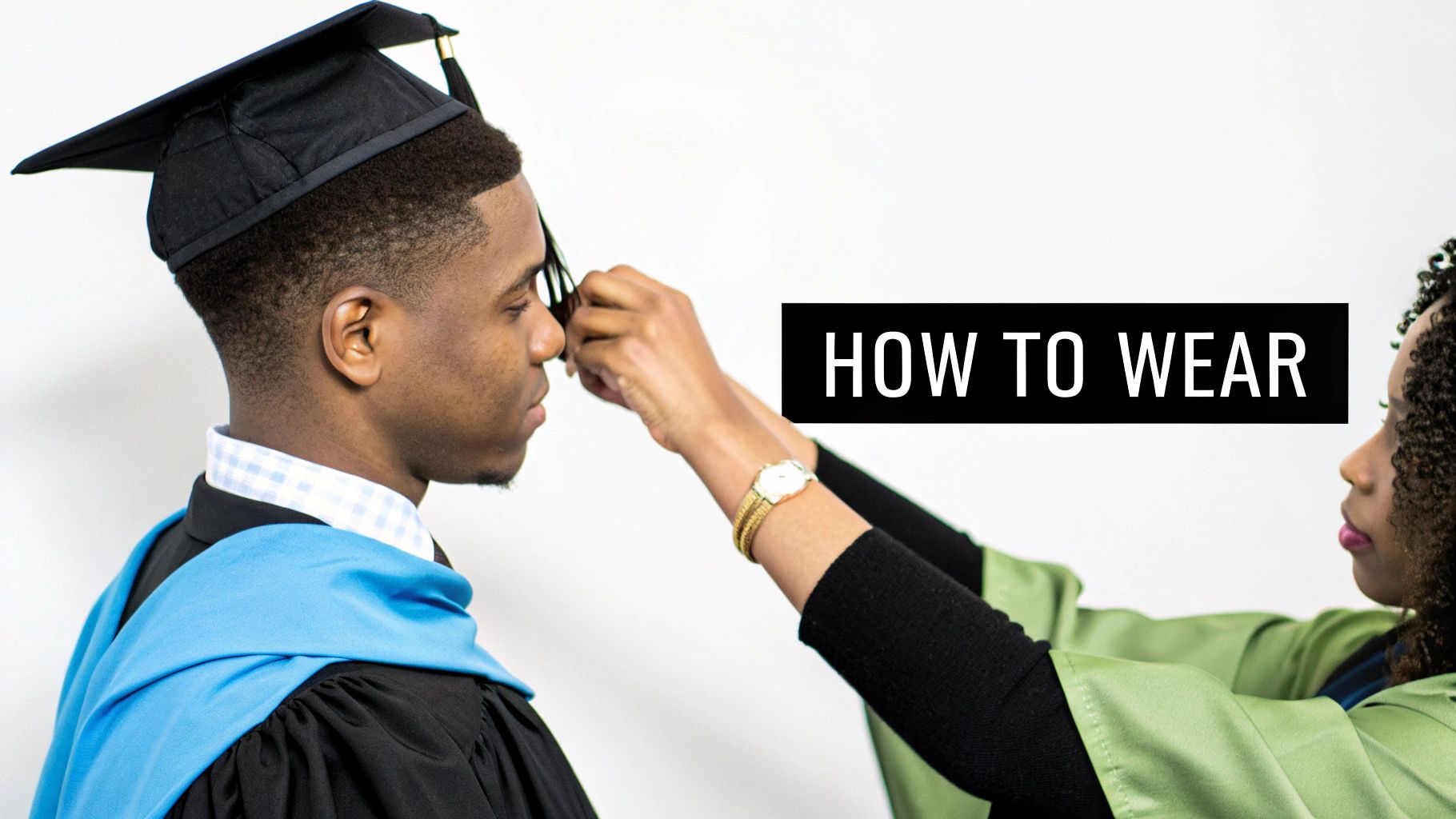 Putting on academic regalia