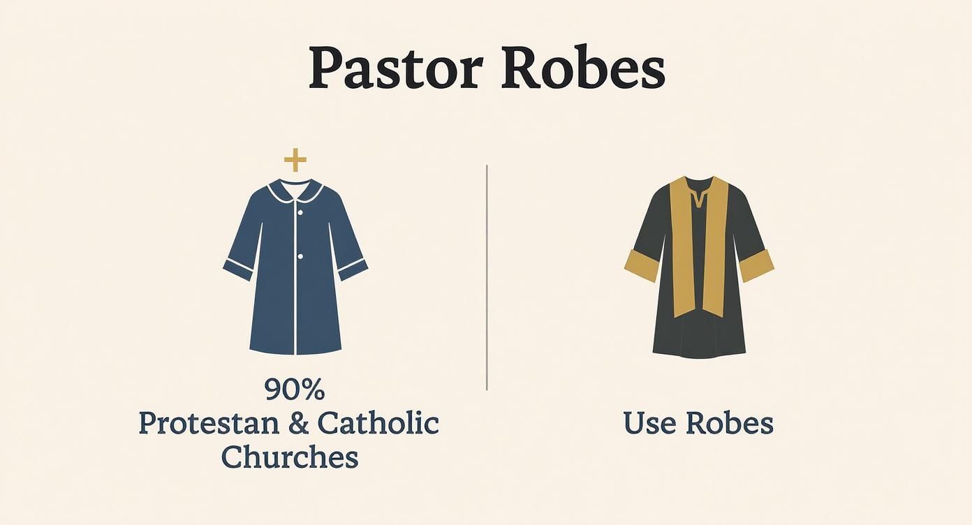 An infographic illustrating two distinct styles of pastor robes for different church denominations.