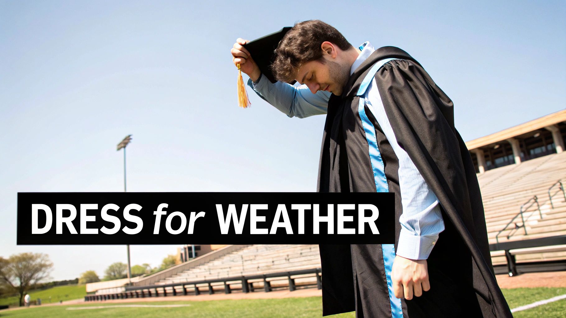 Graduates smiling and celebrating outdoors on a sunny day