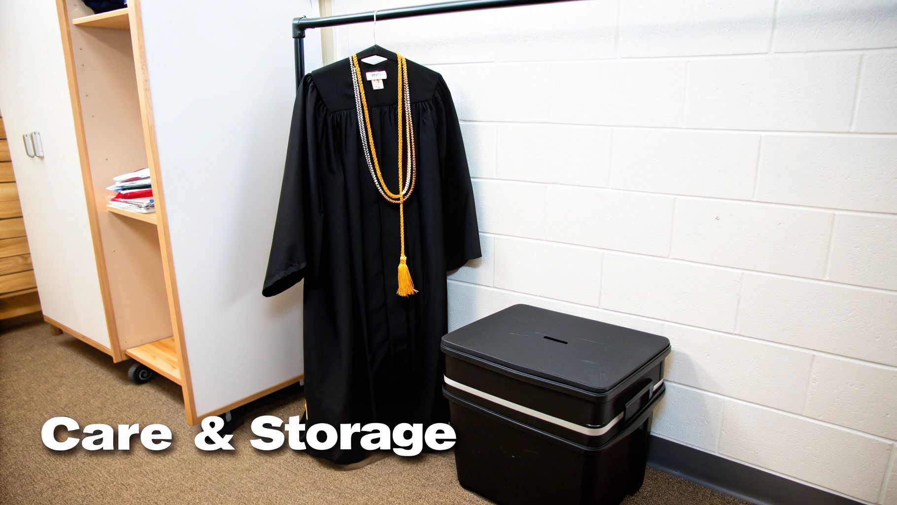 A graduate holding their honor cords carefully before the ceremony.