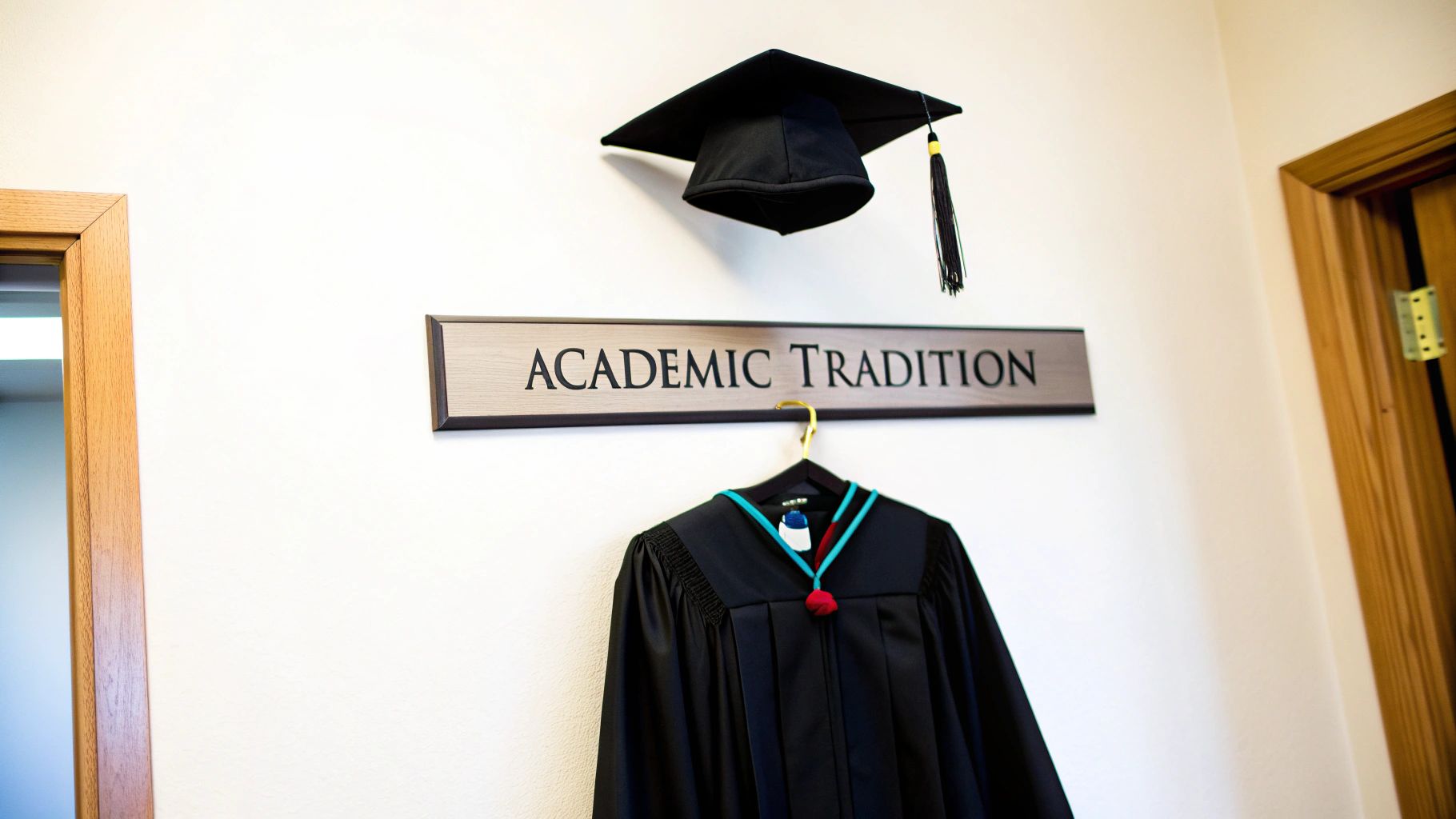 Historical image of graduates in academic regalia.