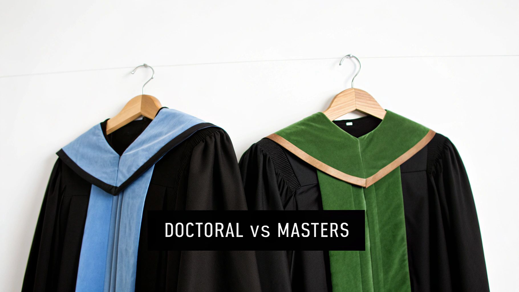 A doctoral graduate wearing a hood and gown