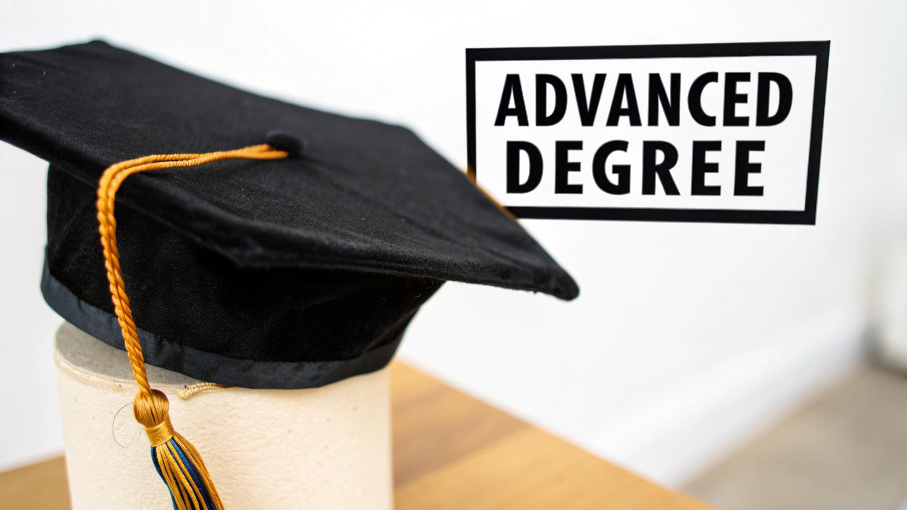 A doctoral graduate smiling while wearing a tam graduation cap.