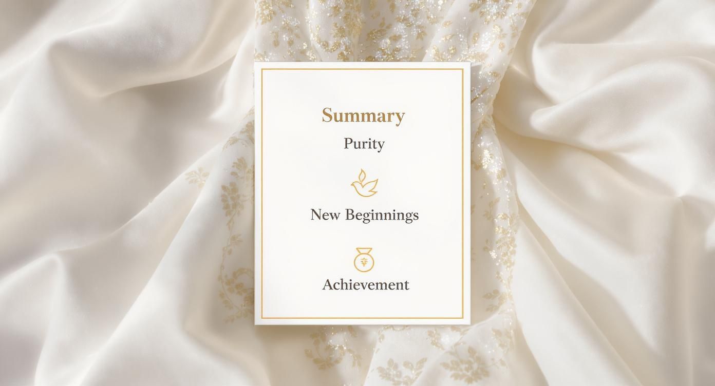 Infographic about white graduation gowns