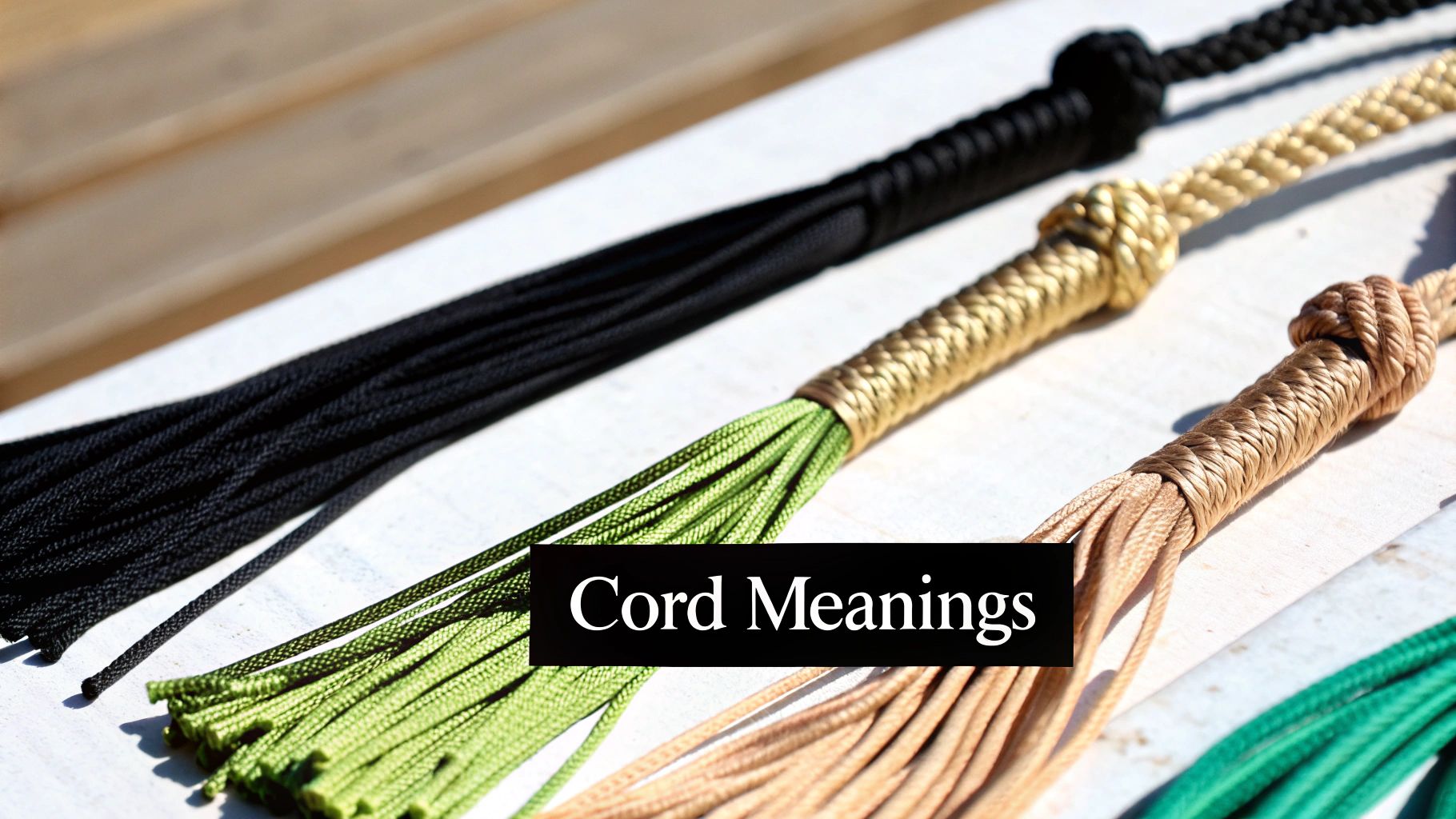 A collection of colorful graduation honor cords arranged neatly.