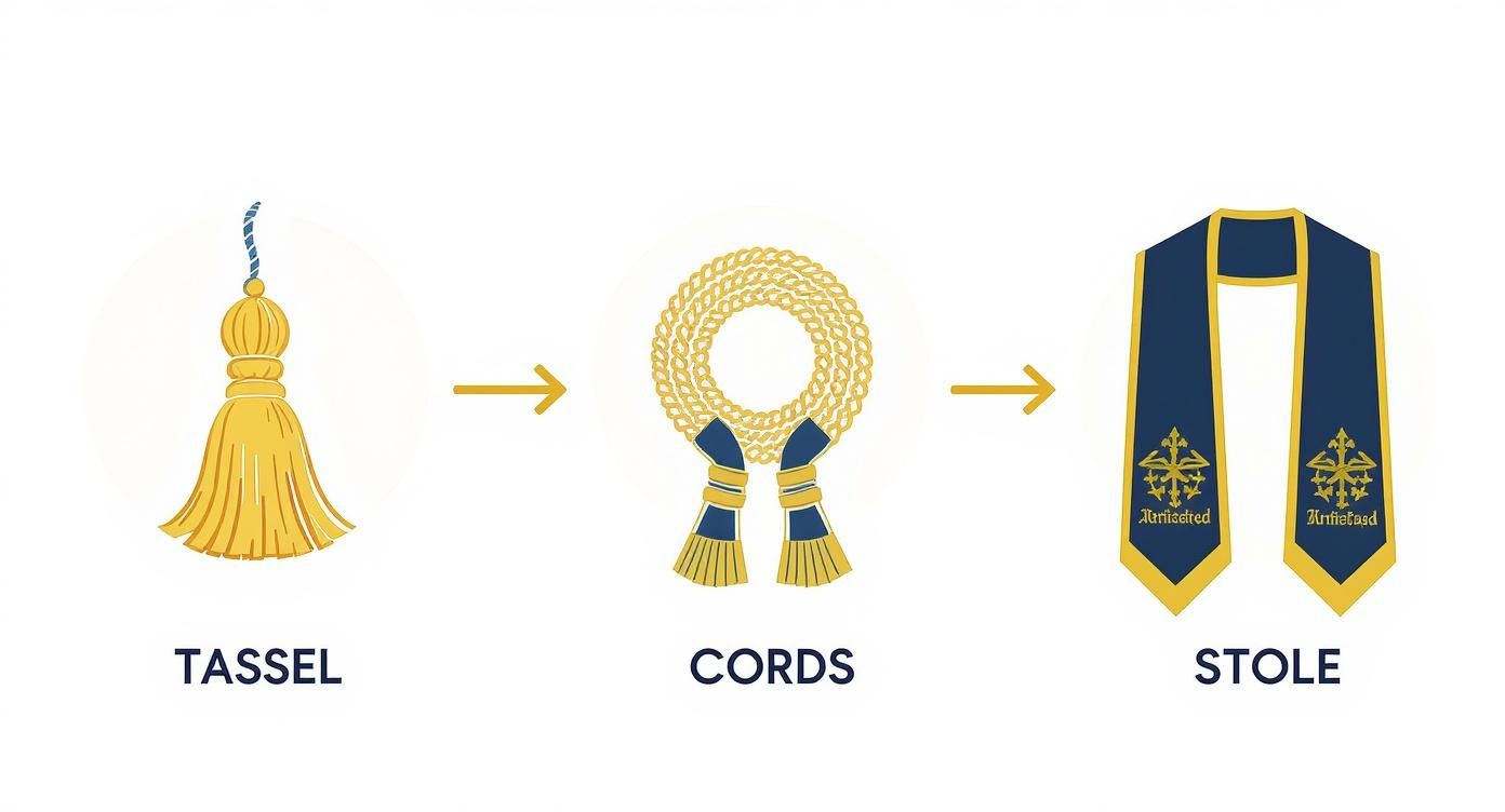 Infographic about master's degree graduation regalia